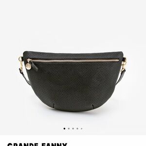 Clare V. Grande Fanny Black Perforated Crossbody Bag